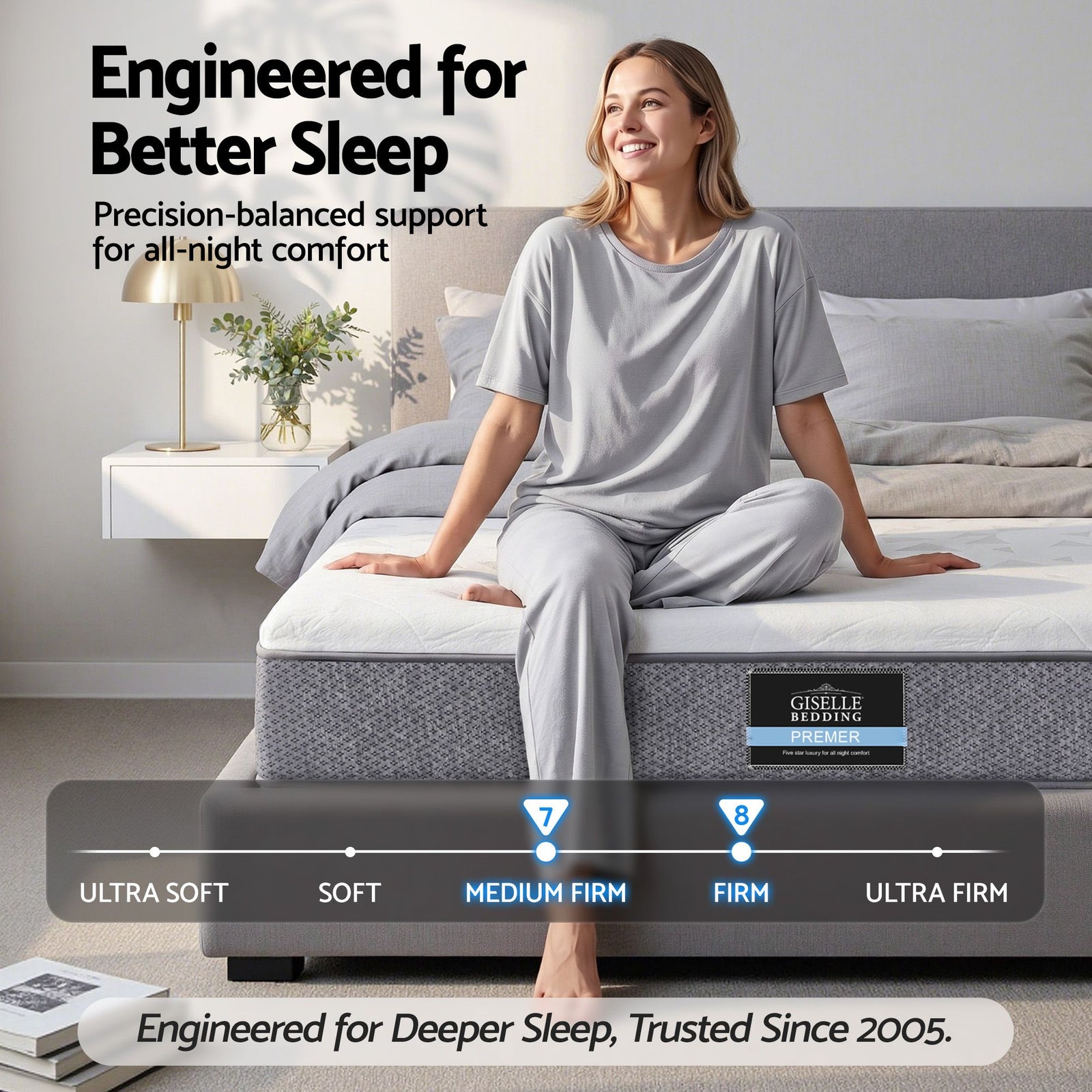 Single Mattress 23cm Pocket Spring Mattress with Adjustable Firmness Reversible Foam Layer for Medium Firm & Firm Support Motion Isolation Bedroom Bed