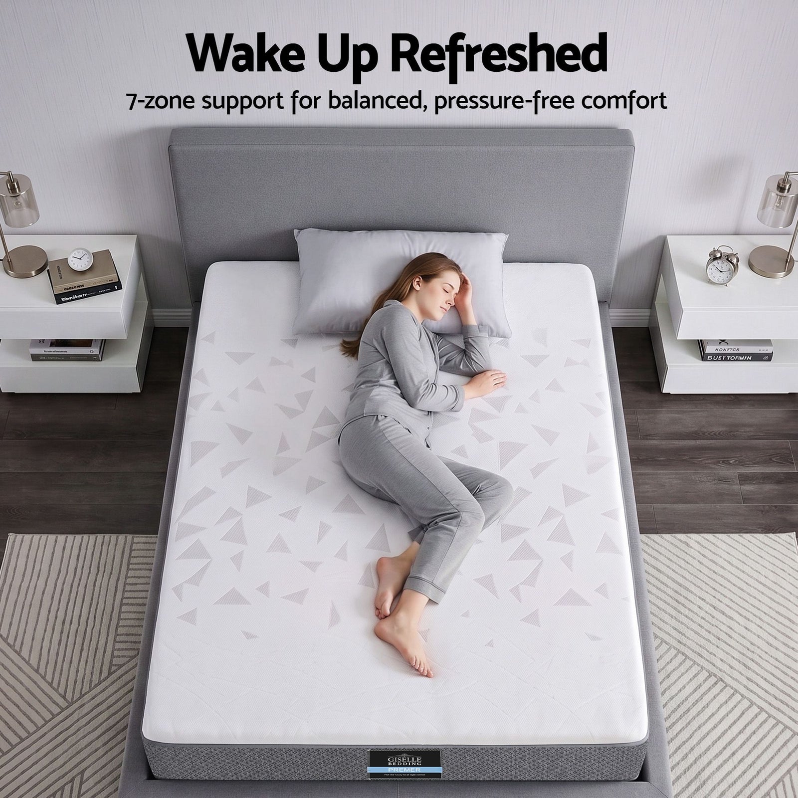 Single Mattress 23cm Pocket Spring Mattress with Adjustable Firmness Reversible Foam Layer for Medium Firm & Firm Support Motion Isolation Bedroom Bed