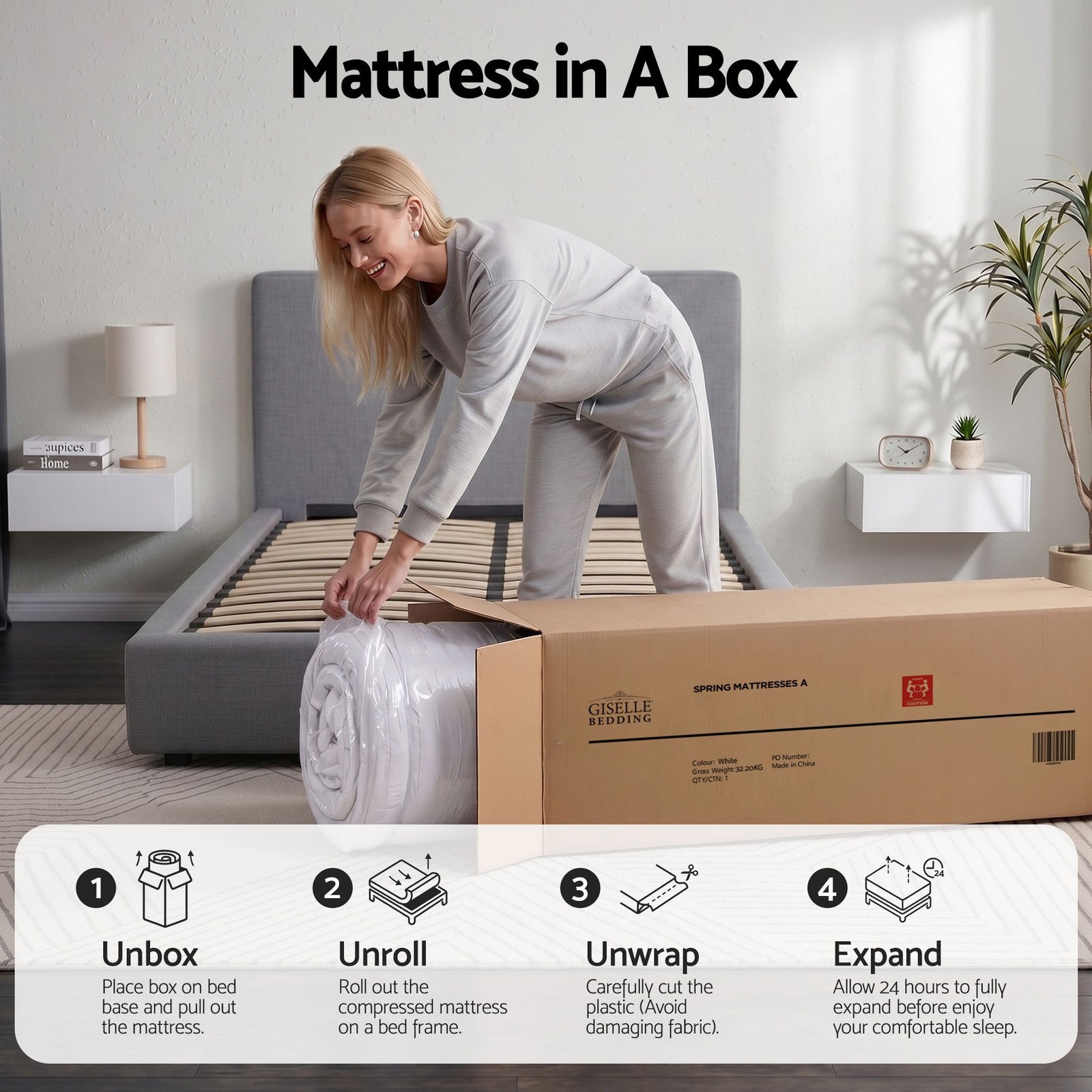 Single Mattress 23cm Pocket Spring Mattress with Adjustable Firmness Reversible Foam Layer for Medium Firm & Firm Support Motion Isolation Bedroom Bed