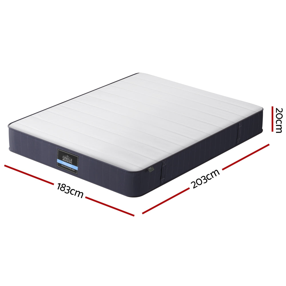 20cm King Mattress Pocket Spring Firm Tight Top Bed Mattress