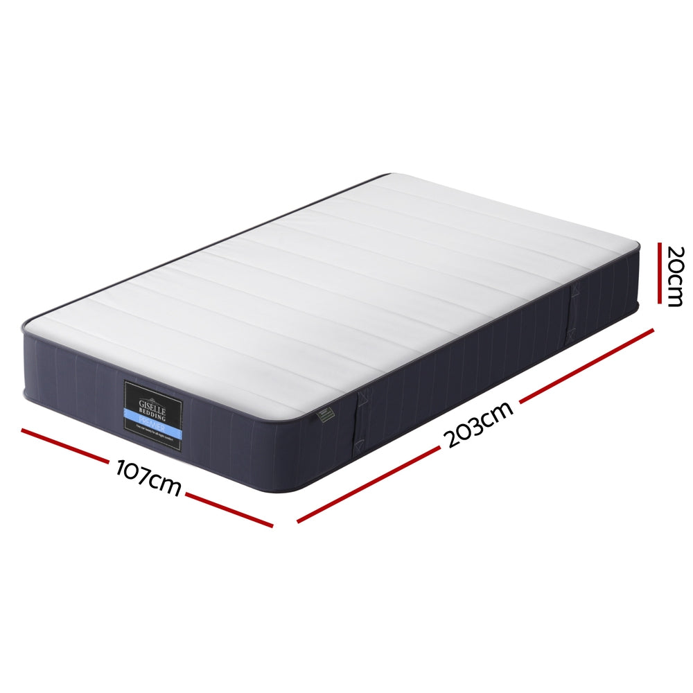 Giselle 20cm King Single Mattress Pocket Spring Firm Tight Top Bed