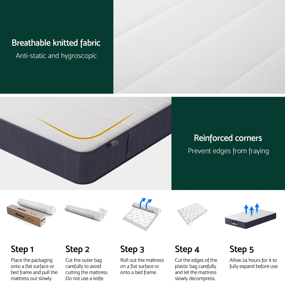 Giselle 20cm Single Mattress Pocket Spring Firm Tight Top Bed Mattress