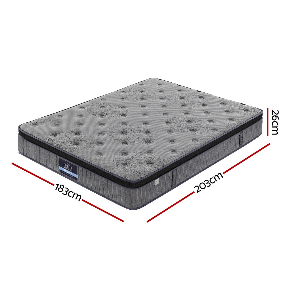 King Latex Foam Mattress 26cm Bamboo Charcoal Euro Top Medium Firm