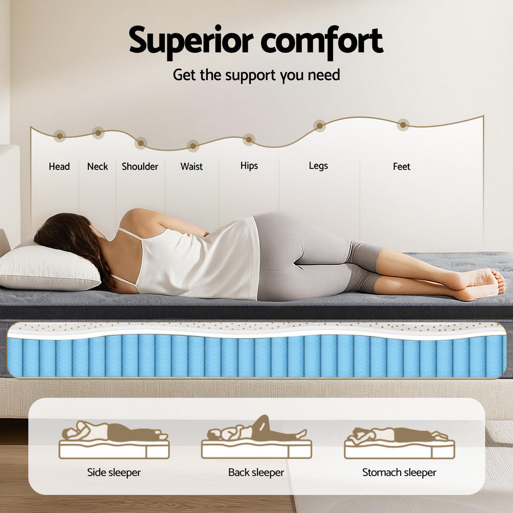 King Latex Foam Mattress 26cm Bamboo Charcoal Euro Top Medium Firm