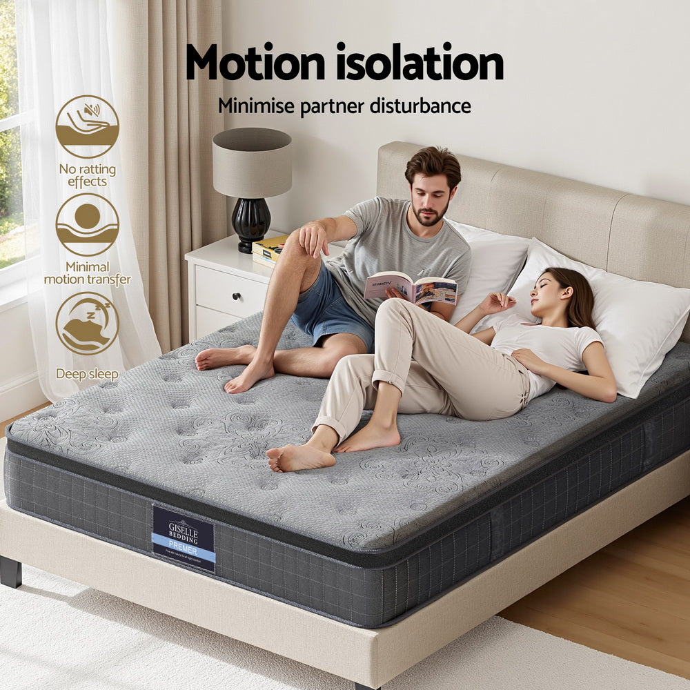 King Latex Foam Mattress 26cm Bamboo Charcoal Euro Top Medium Firm