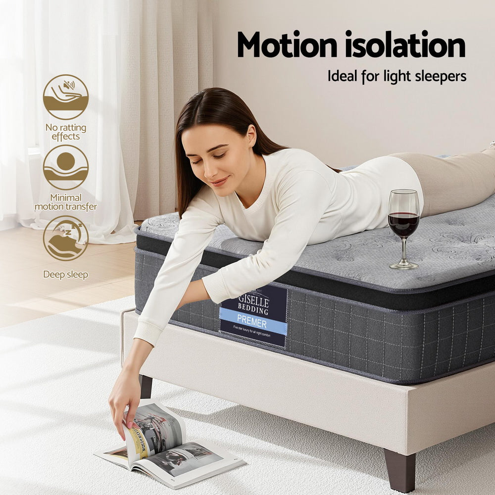 26cm King Single Latex Foam Mattress Bamboo Charcoal Euro Top Medium Firm