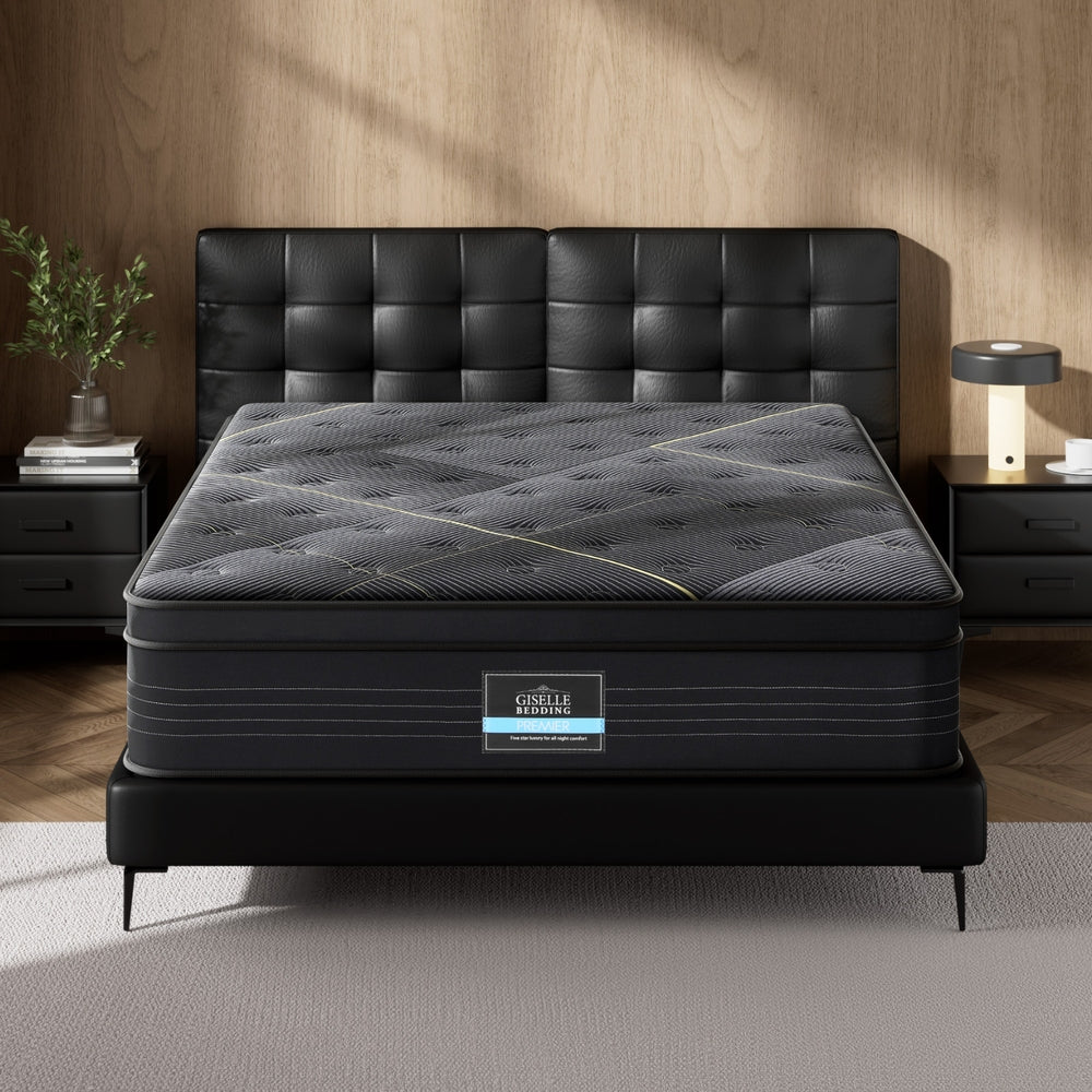 35cm Double Mattress Bamboo Charcoal Pocket Spring Euro Top Medium Firm