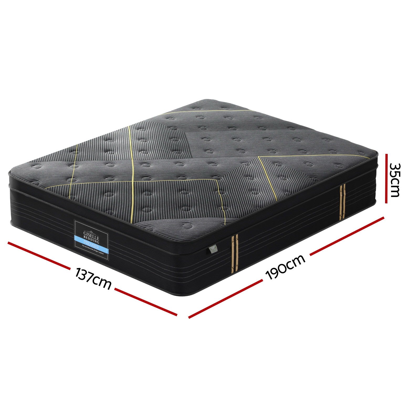 35cm Double Mattress Bamboo Charcoal Pocket Spring Euro Top Medium Firm
