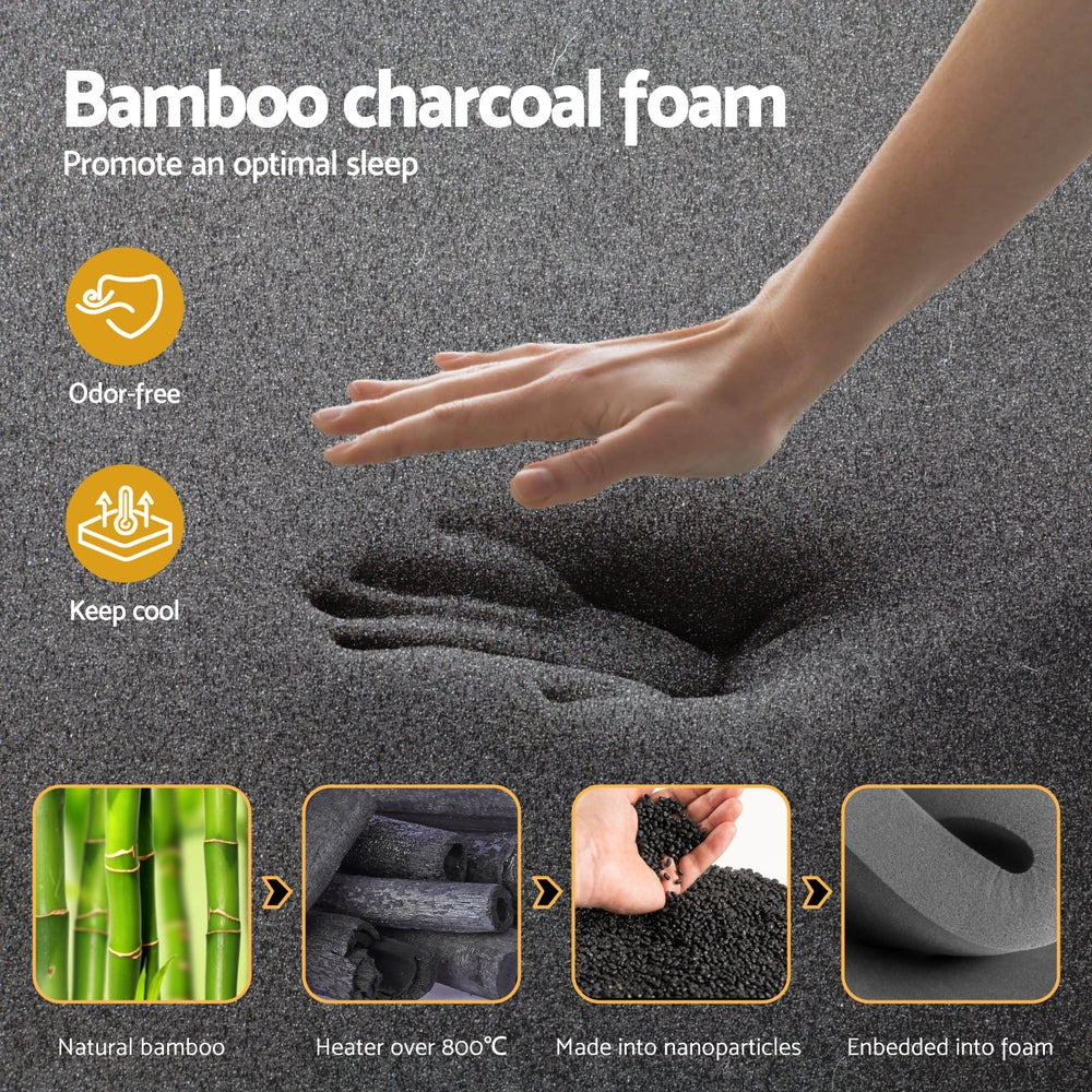 35cm Double Mattress Bamboo Charcoal Pocket Spring Euro Top Medium Firm