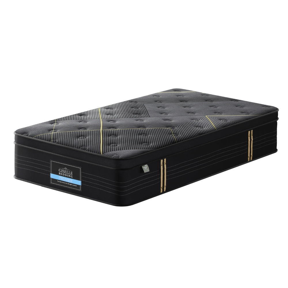 35cm Single Mattress Bamboo Charcoal Pocket Spring Euro Top Medium Firm