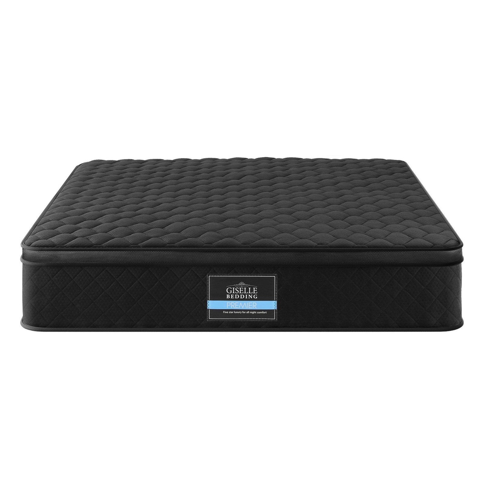 Giselle Bedding Double Mattress 34cm Euro Top with 5-Zone Pocket Spring Support Black