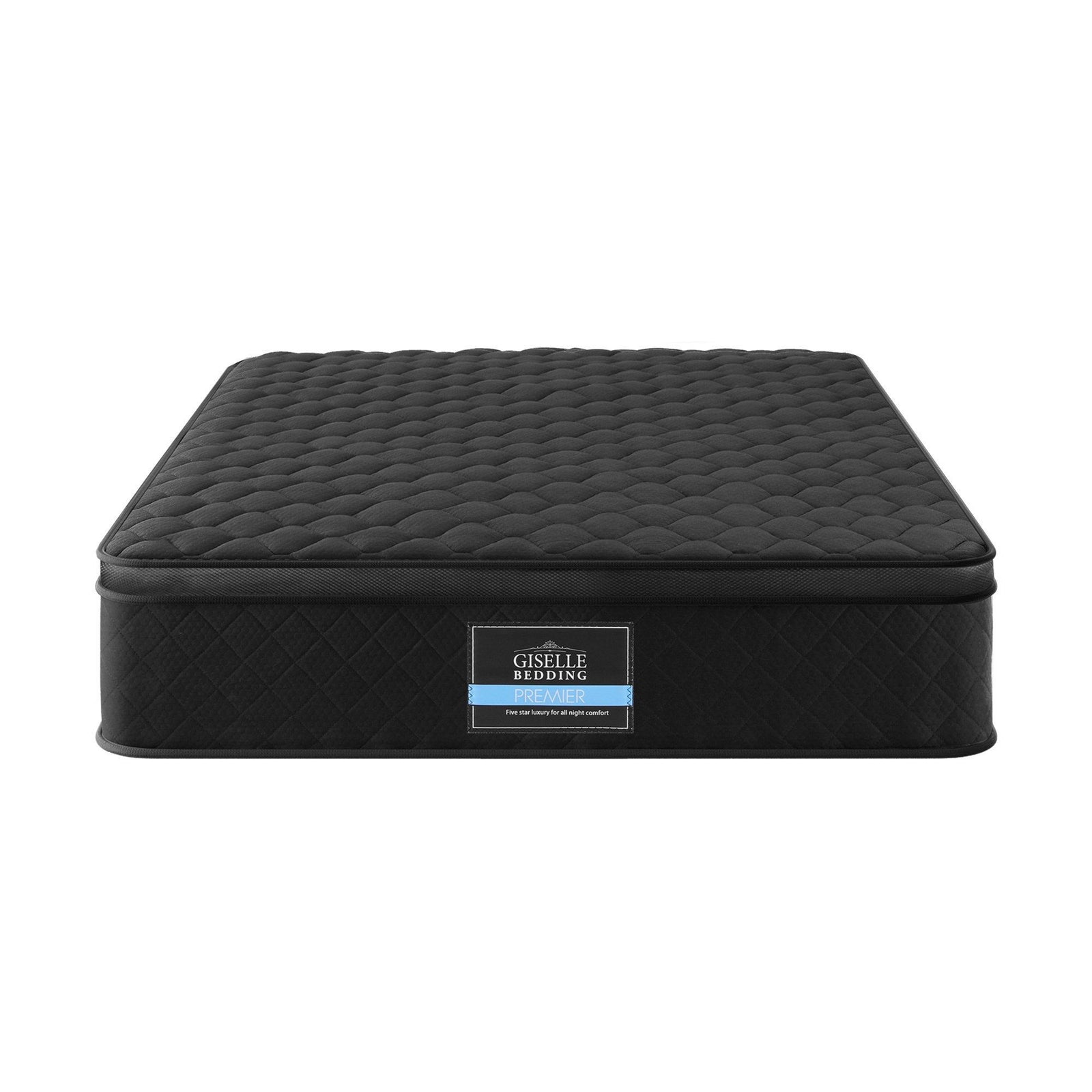 Single Mattress 34cm Euro Top with 5-Zone Pocket Spring Support Black