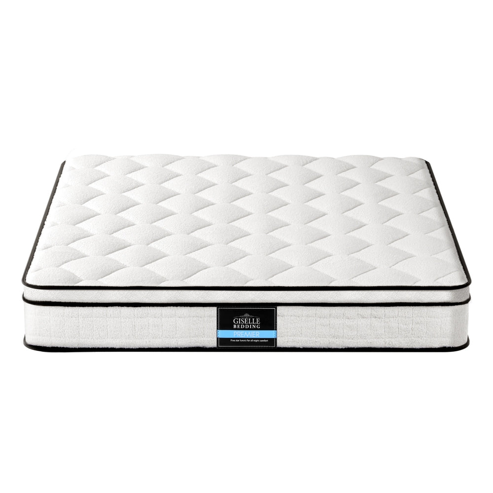 Double 22cm Euro Top Pocket Spring Mattress Medium Firm Velvet Fabric