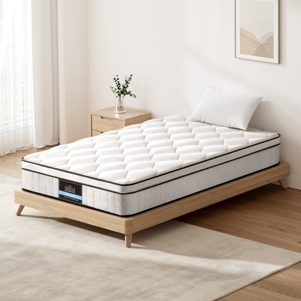 King Single 22cm Euro Top Pocket Spring Mattress Medium Firm Velvet Cover