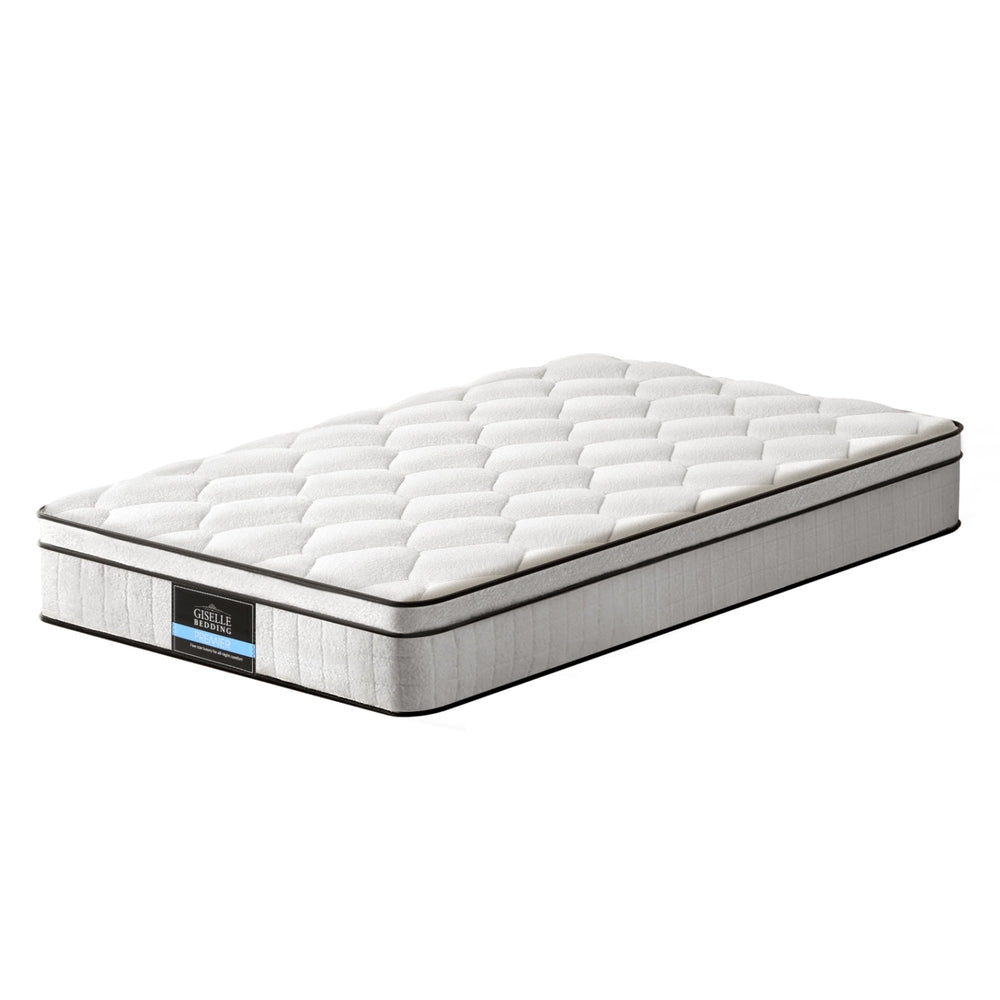Single 22cm Euro Top Pocket Spring Mattress Medium Firm Velvet Fabric