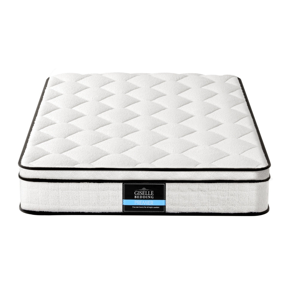 Single 22cm Euro Top Pocket Spring Mattress Medium Firm Velvet Fabric