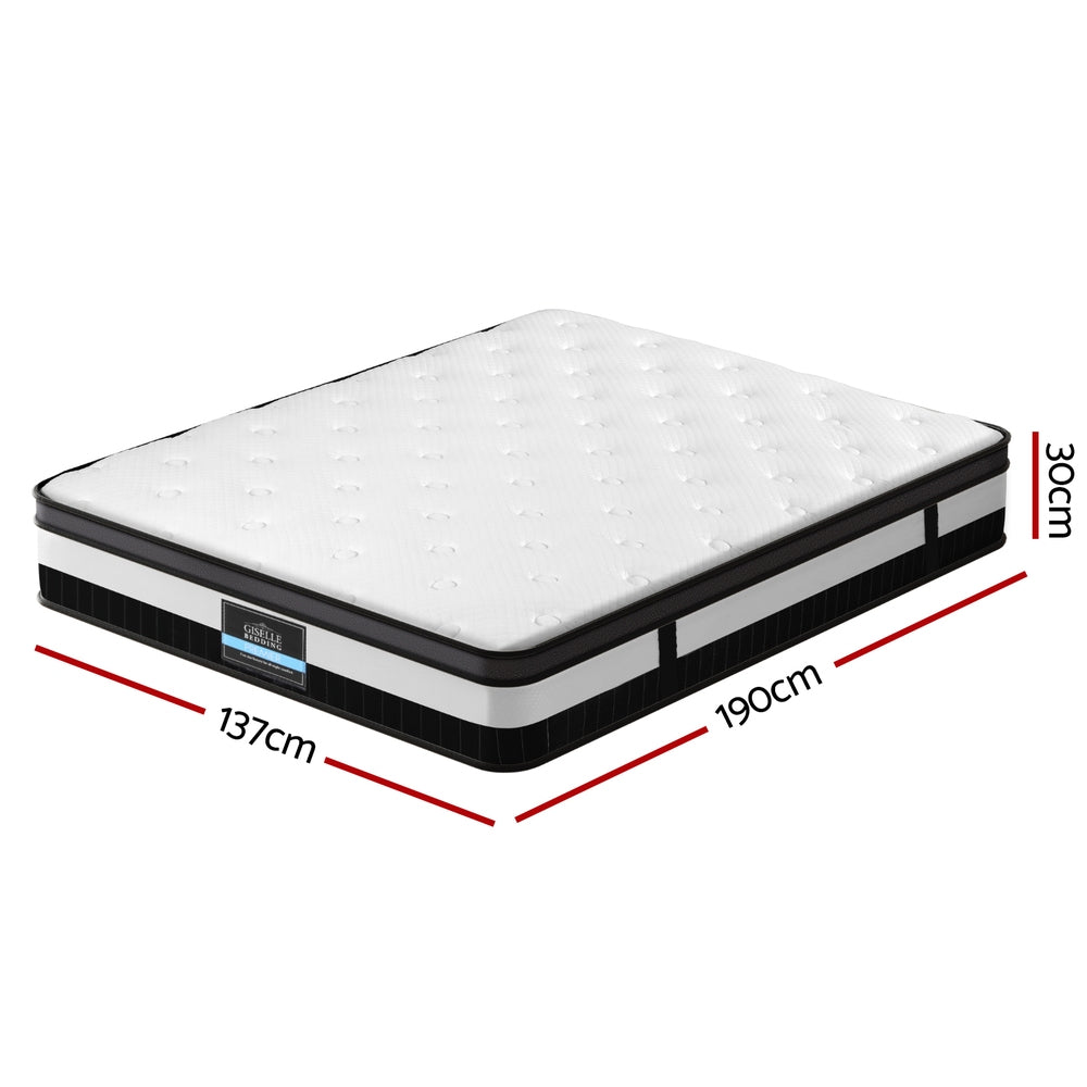 Double 30cm Euro Top Pocket Spring Mattress Medium Firm Knitted Fabric