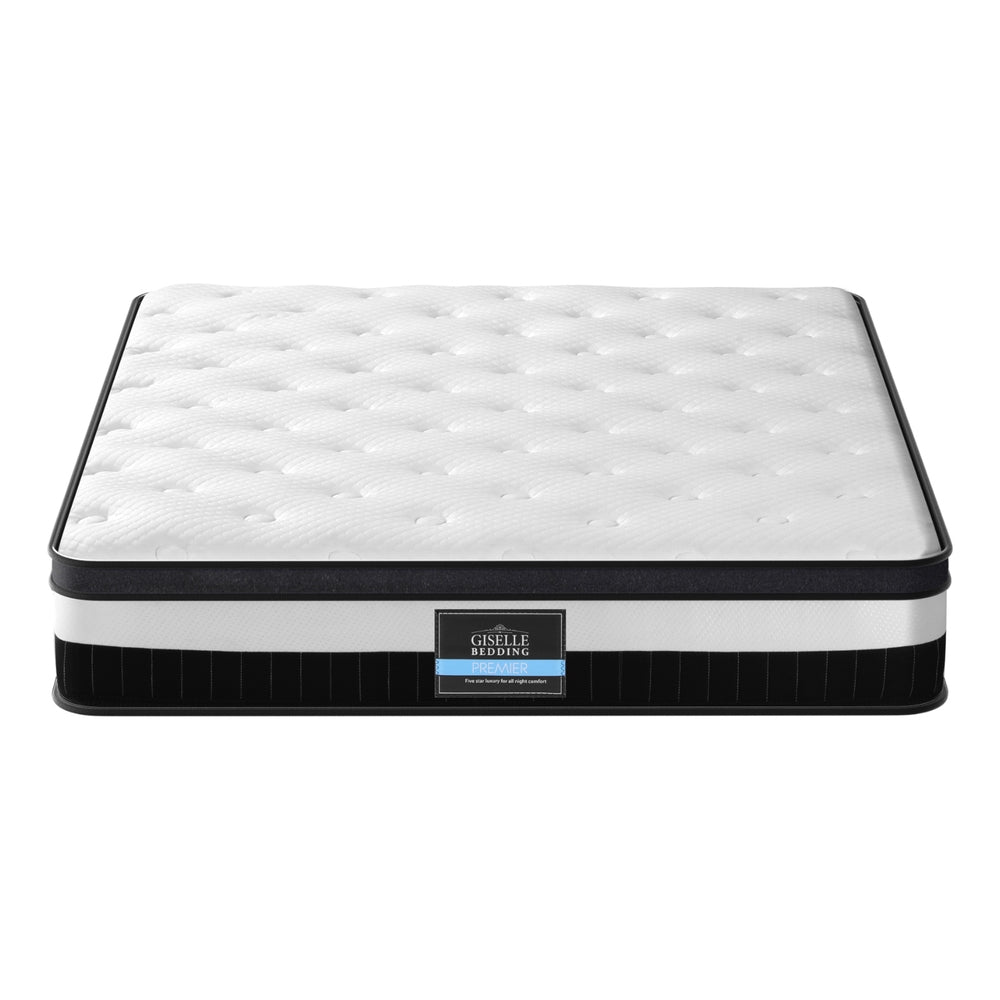 Double 30cm Euro Top Pocket Spring Mattress Medium Firm Knitted Fabric