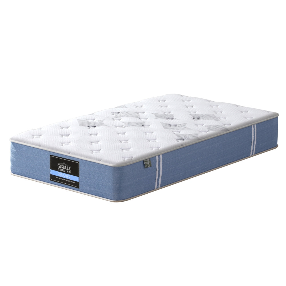 25cm King Single Mattress Pocket Spring Euro Top Medium Firm Bamboo Fabric