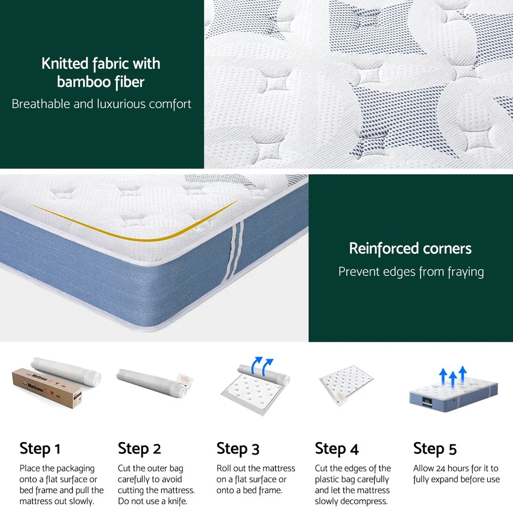 25cm  Mattress Single Bed Pocket Spring Mattresses