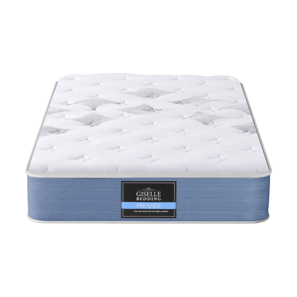 25cm Single Mattress Pocket Spring Euro Top Medium Firm Bamboo Fabric