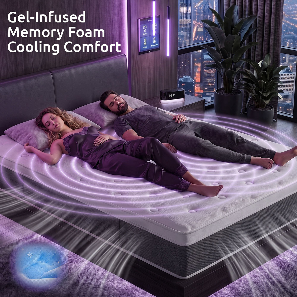 King Mattress Lumbar Support, 5-Zone Pocket Springs & 2-Row Hardened Edges for Deep Sleep, Cooling Gel Memory & Egg-Crate Foam