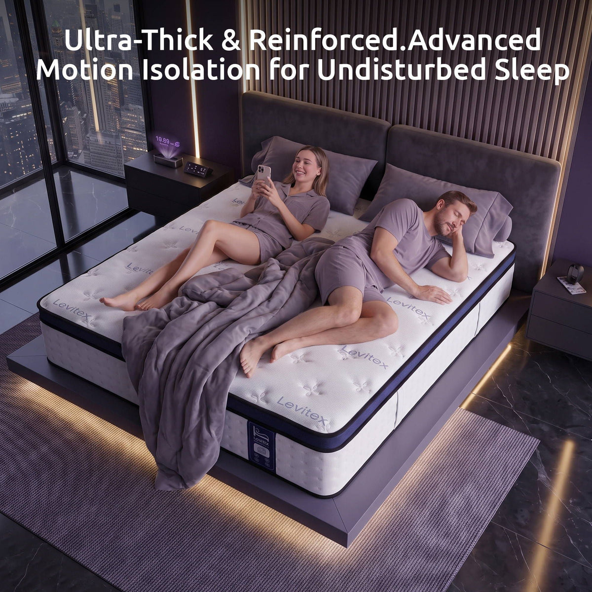 35CM Double Mattresses Gel Memory Foam and 7-Zone Ergonomic Pocket Spring, Anti-Roll Dual-Row Edge, Undisturbed Deep Sleep For Restless Couples, Triple Cooling System
