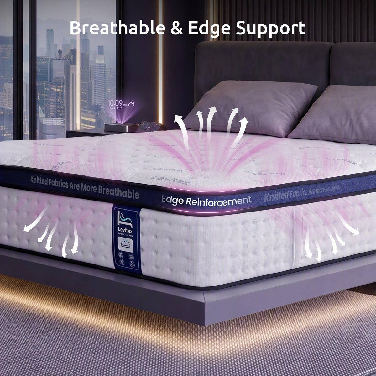 35CM Double Mattresses Gel Memory Foam and 7-Zone Ergonomic Pocket Spring, Anti-Roll Dual-Row Edge, Undisturbed Deep Sleep For Restless Couples, Triple Cooling System