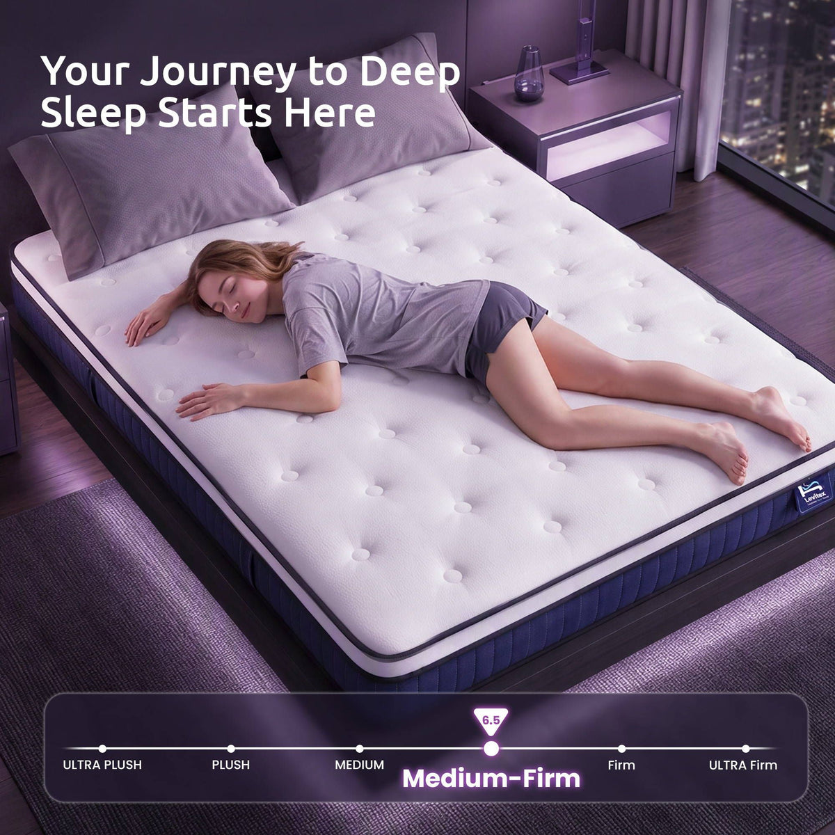 Double Mattress 23CM With Pocket Spring & Cooling Gel Foam, Medium-Firm Full-Body Support, Mattresses In A Box