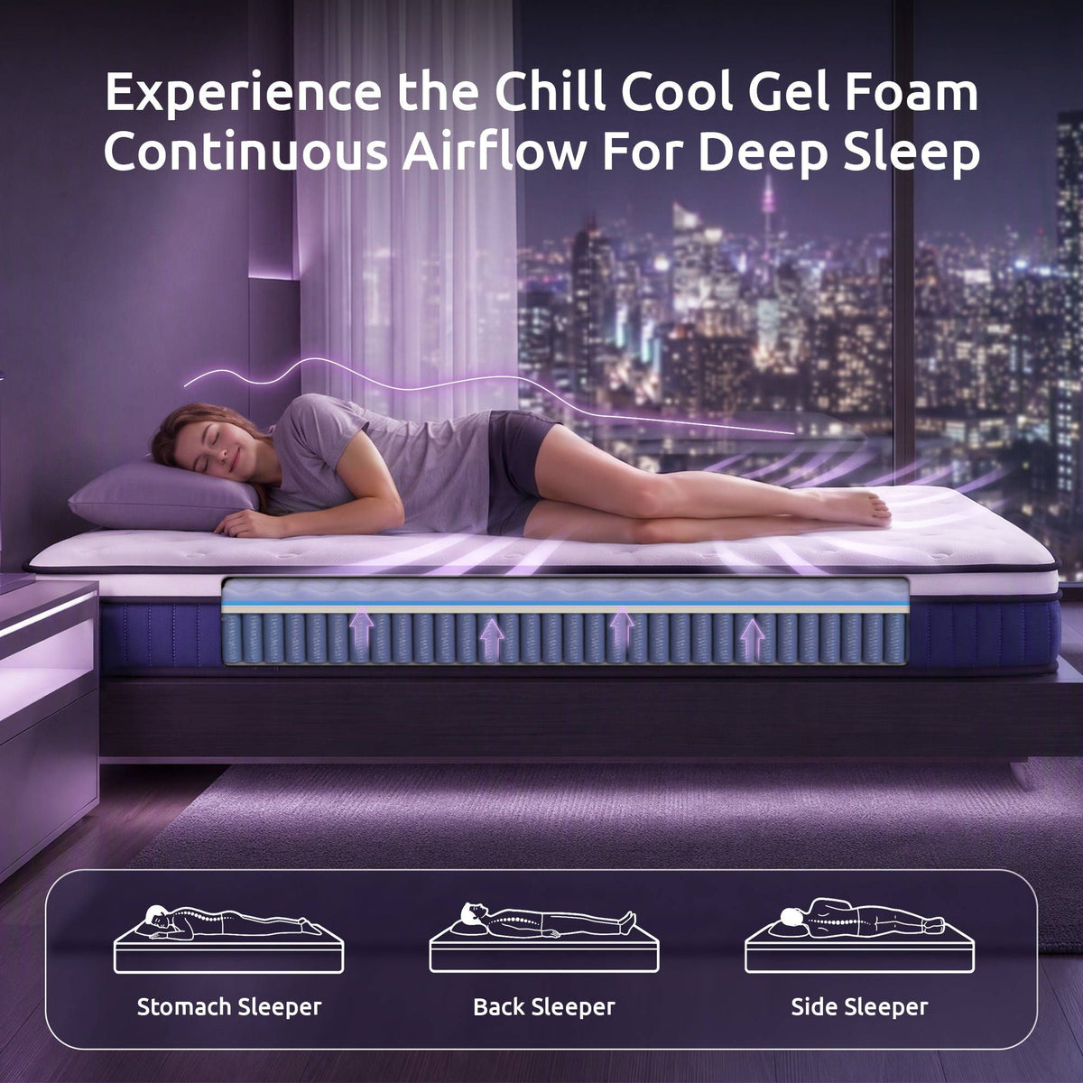 Double Mattress 23CM With Pocket Spring & Cooling Gel Foam, Medium-Firm Full-Body Support, Mattresses In A Box