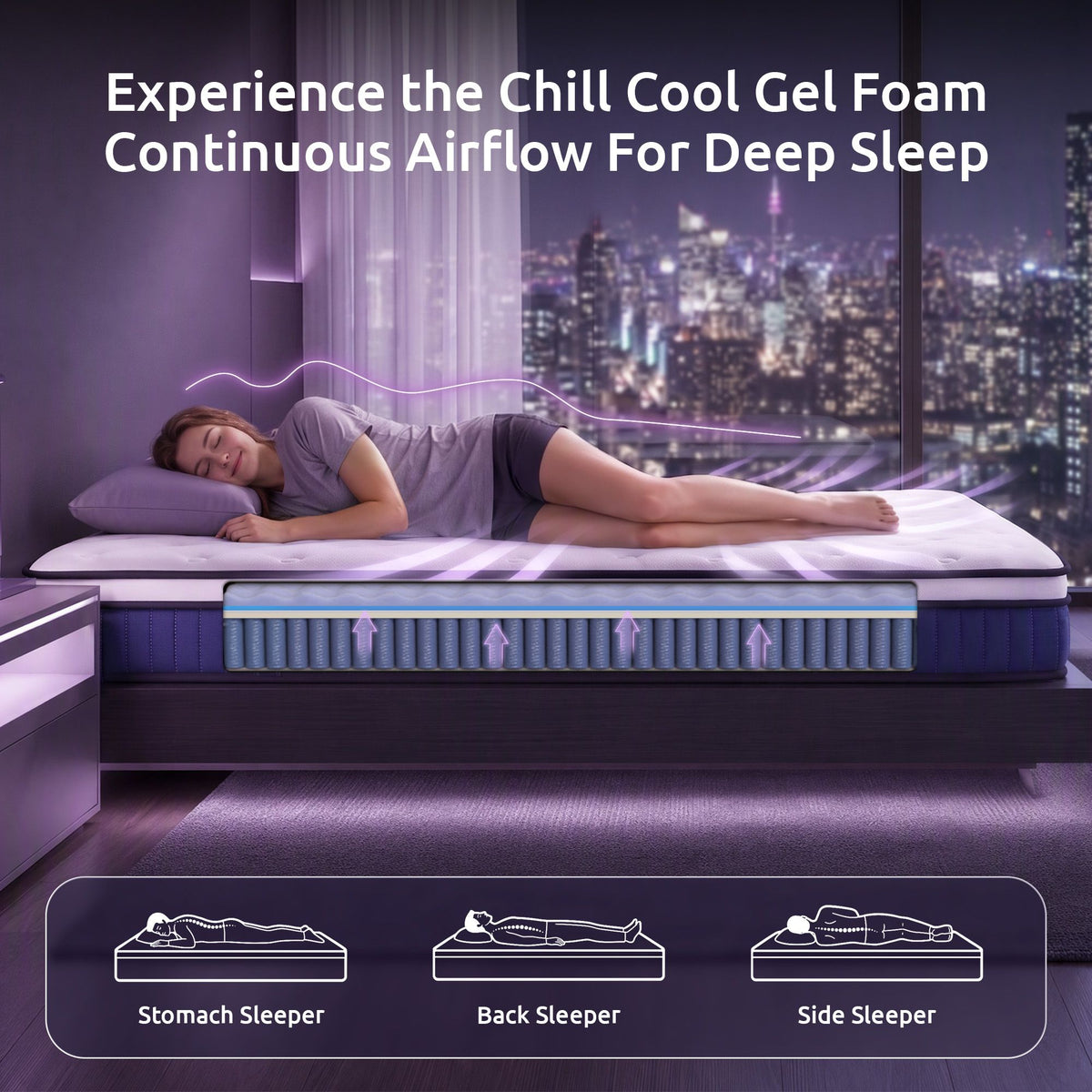 Queen Mattress 23CM With Pocket Spring & Cooling Gel Foam, Medium-Firm Full-Body Support, Mattresses In A Box