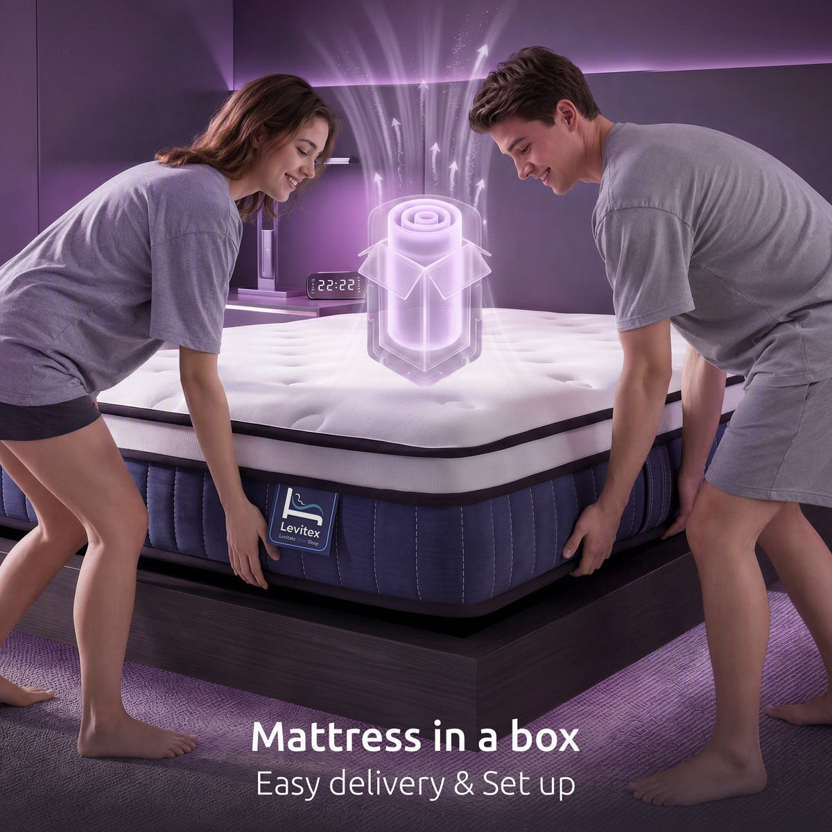 Queen Mattress 23CM With Pocket Spring & Cooling Gel Foam, Medium-Firm Full-Body Support, Mattresses In A Box