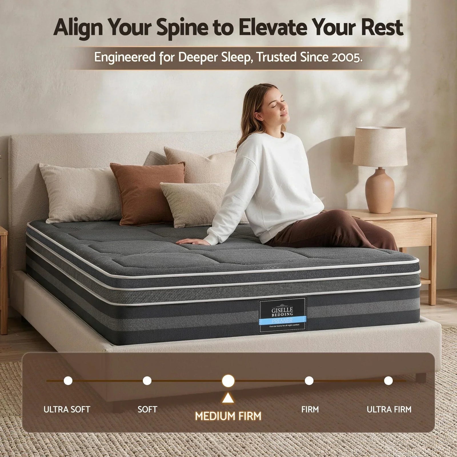 King Hybrid Mattress 35cm Euro Top 7 Zone Pocket Spring Bed