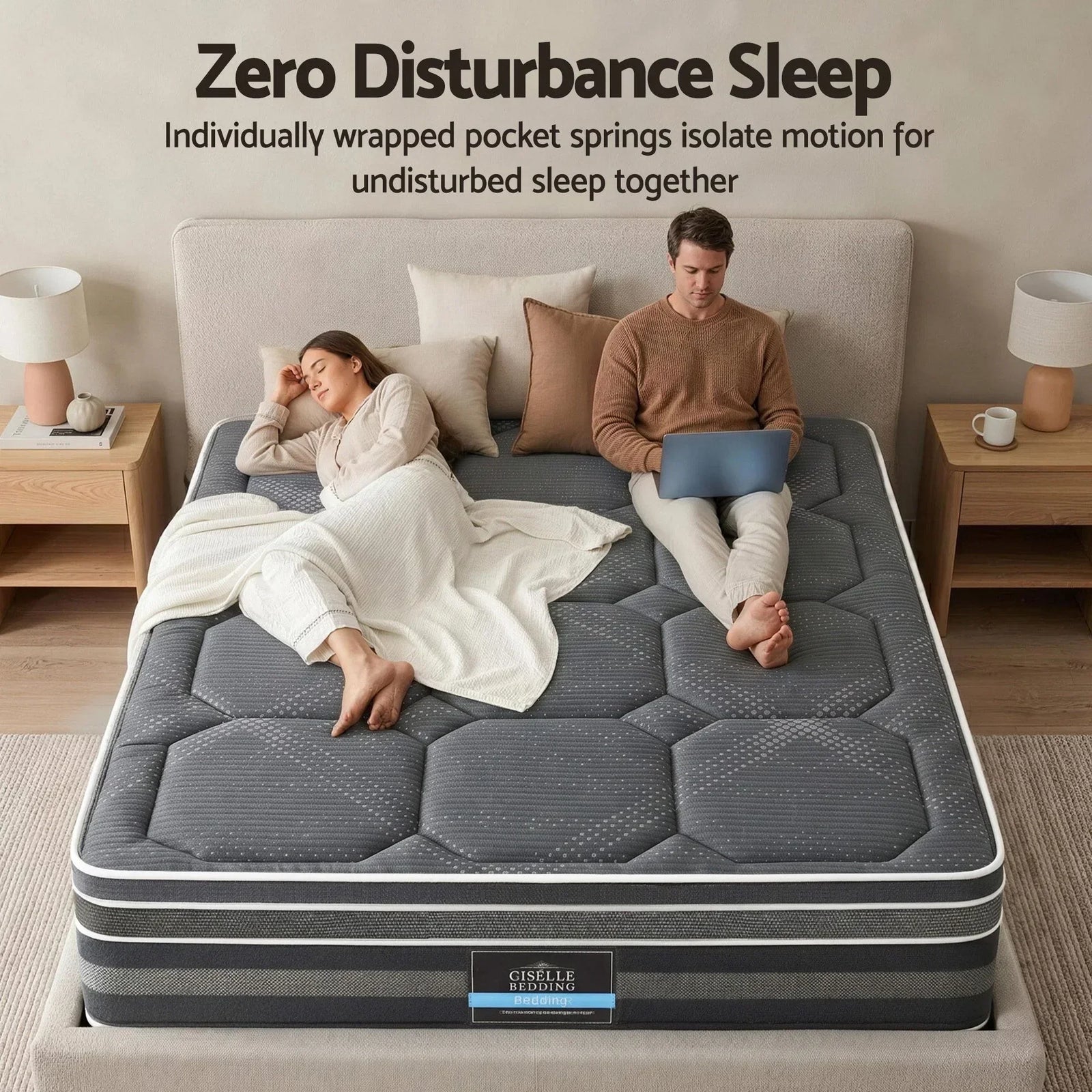 King Hybrid Mattress 35cm Euro Top 7 Zone Pocket Spring Bed