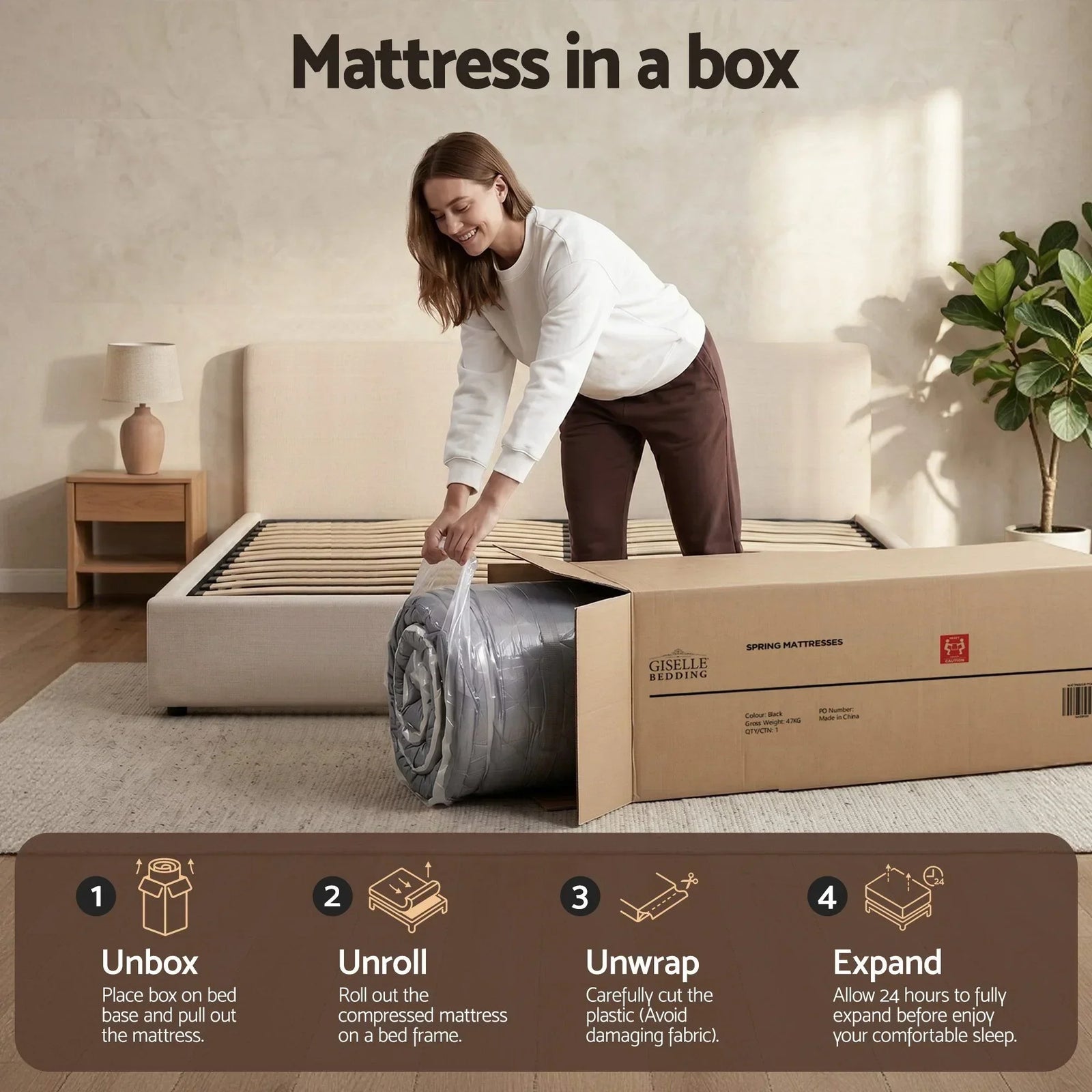 King Hybrid Mattress 35cm Euro Top 7 Zone Pocket Spring Bed
