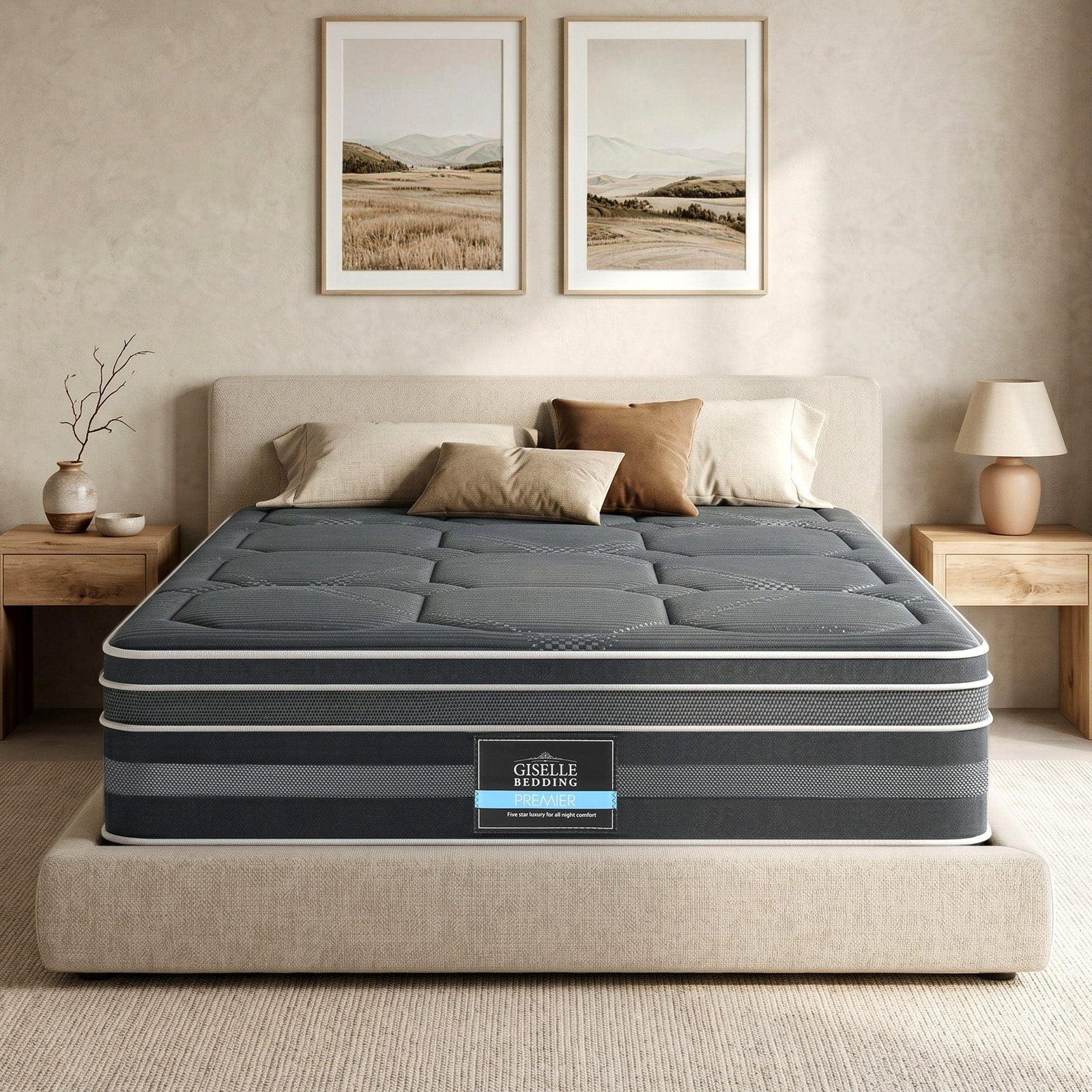 Queen Hybrid Mattress 35cm Euro Top 7 Zone Pocket Spring Bed