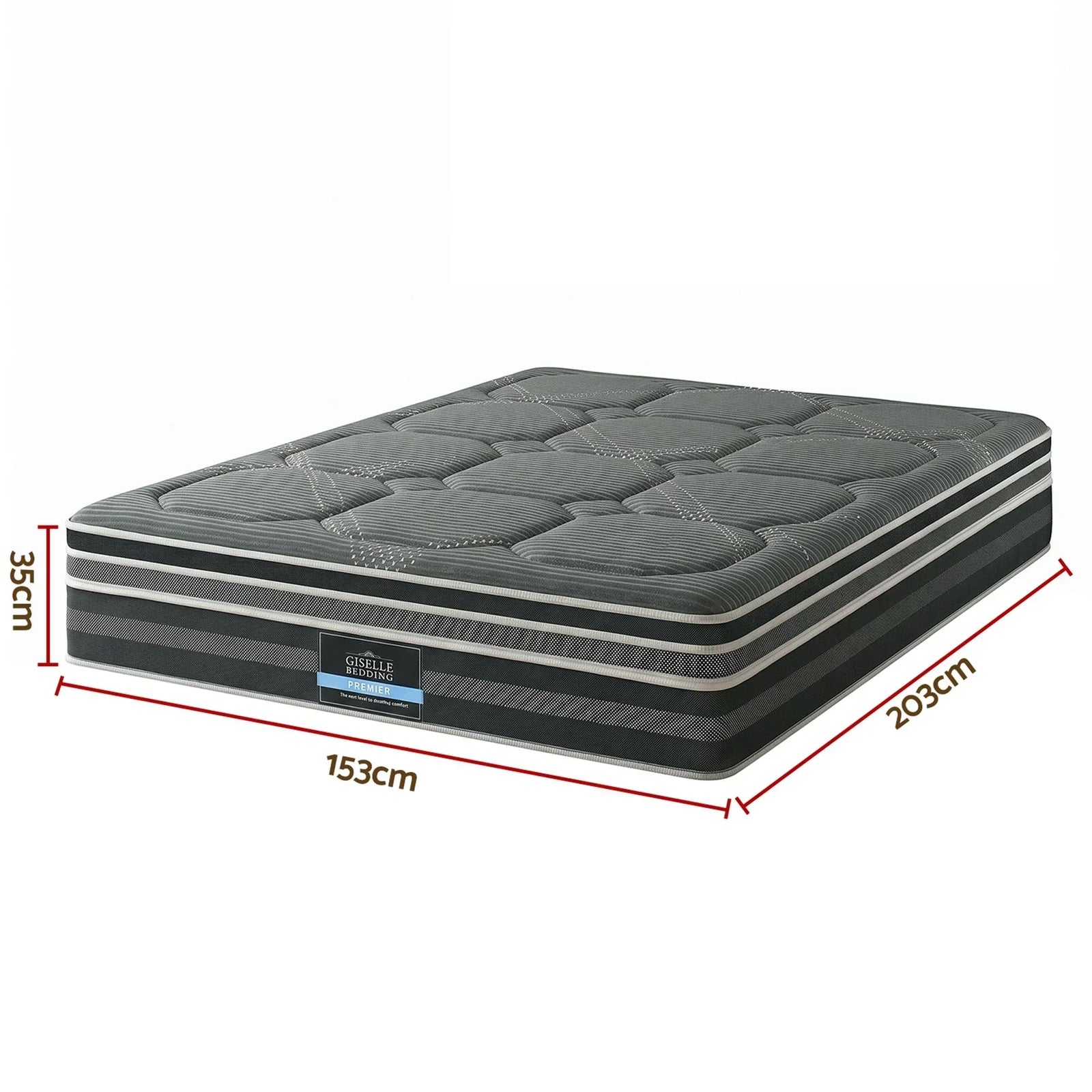 Queen Hybrid Mattress 35cm Euro Top 7 Zone Pocket Spring Bed