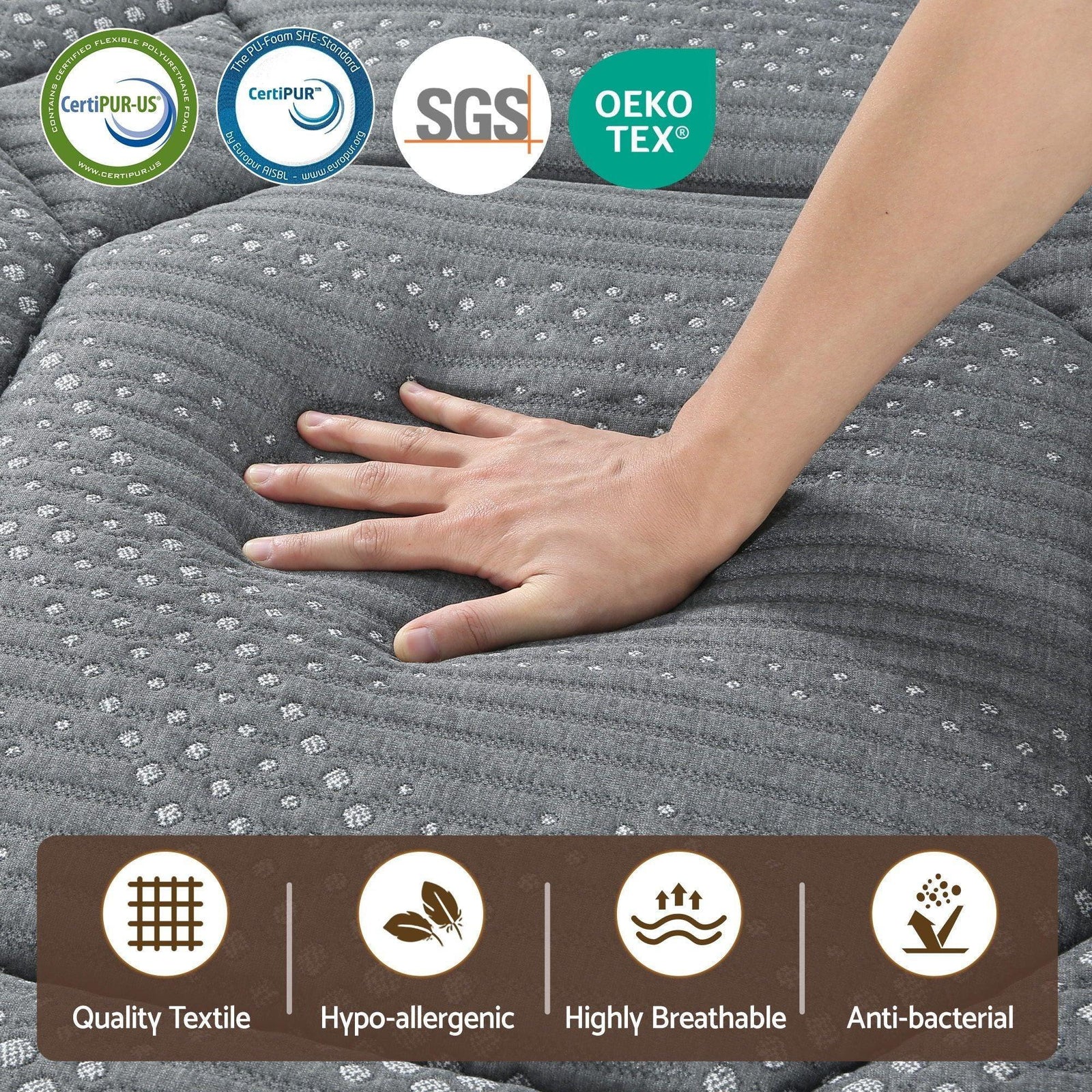 Queen Hybrid Mattress 35cm Euro Top 7 Zone Pocket Spring Bed