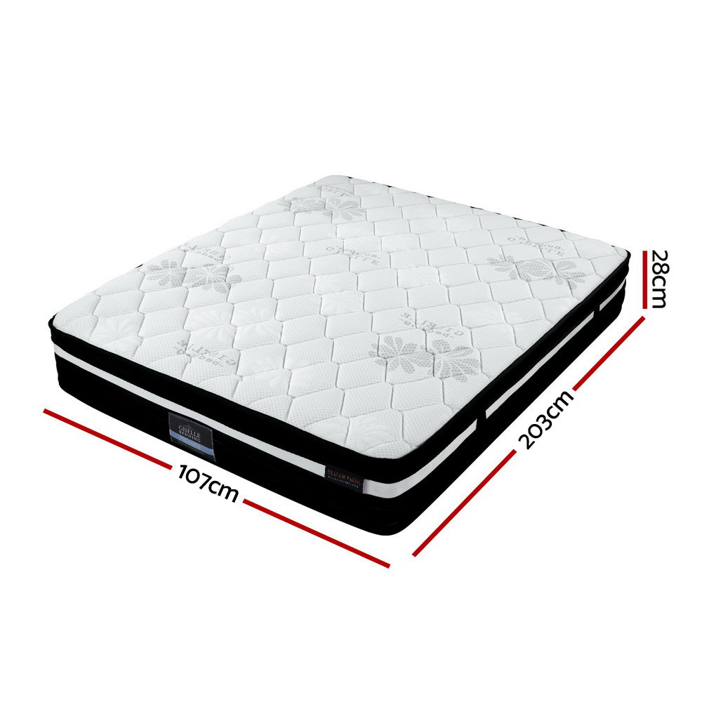 King Single Euro Top Mattress 28cm Extra Firm Pocket Spring Bed