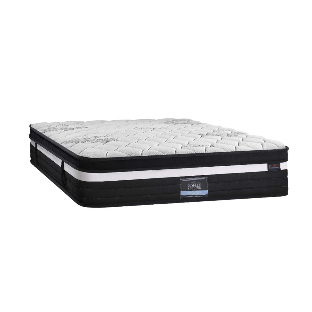 Queen Mattress 28cm Extra Firm Pocket Spring Euro Top 7 Zone