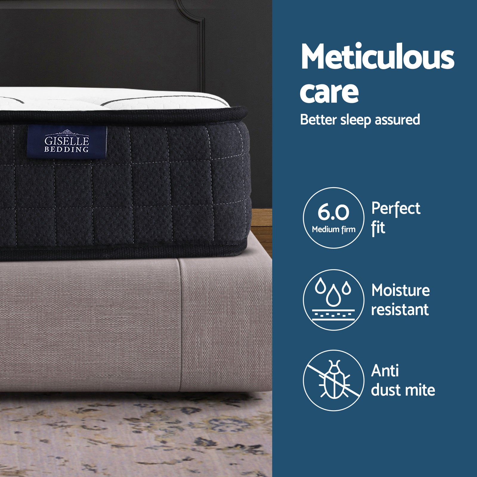 Glay Series Bonnell Spring Mattress – Medium Firm Support & Quilted Top Single