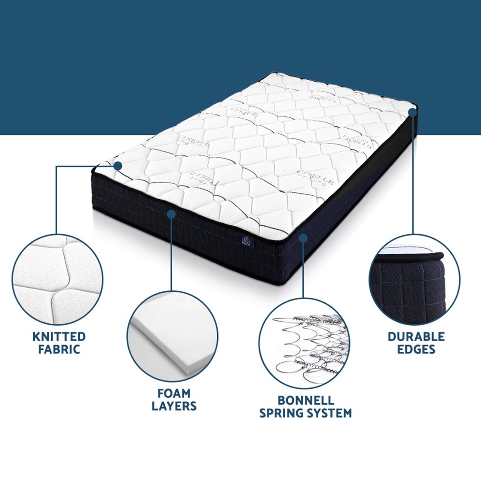 Glay Series Bonnell Spring Mattress – Medium Firm Support & Quilted Top Single