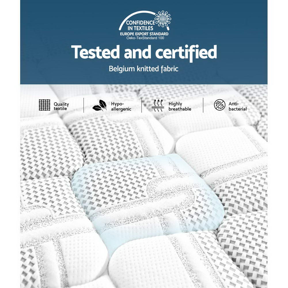 King Single Mattress 36cm Flippable Pocket Spring 7 Zone Dual Firm