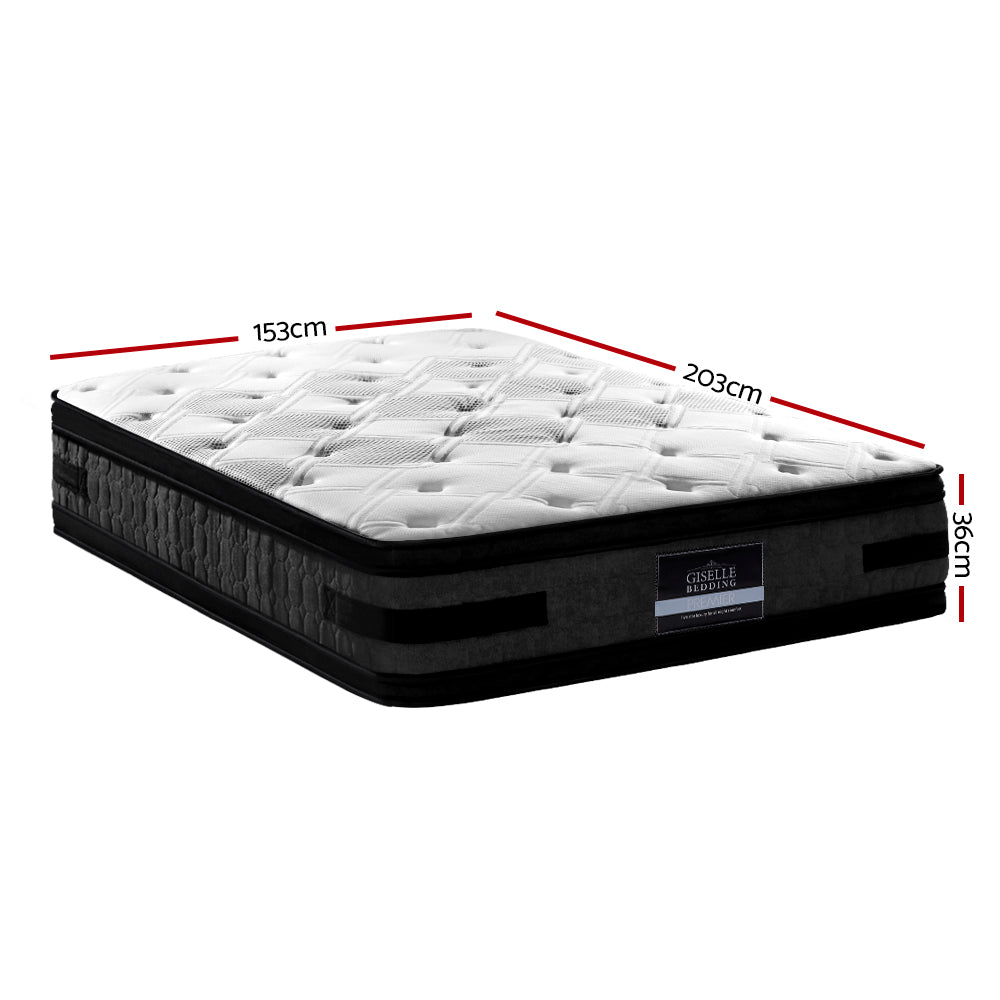 Queen Mattress 36cm Flippable Pocket Spring Memory Foam 7 Zone