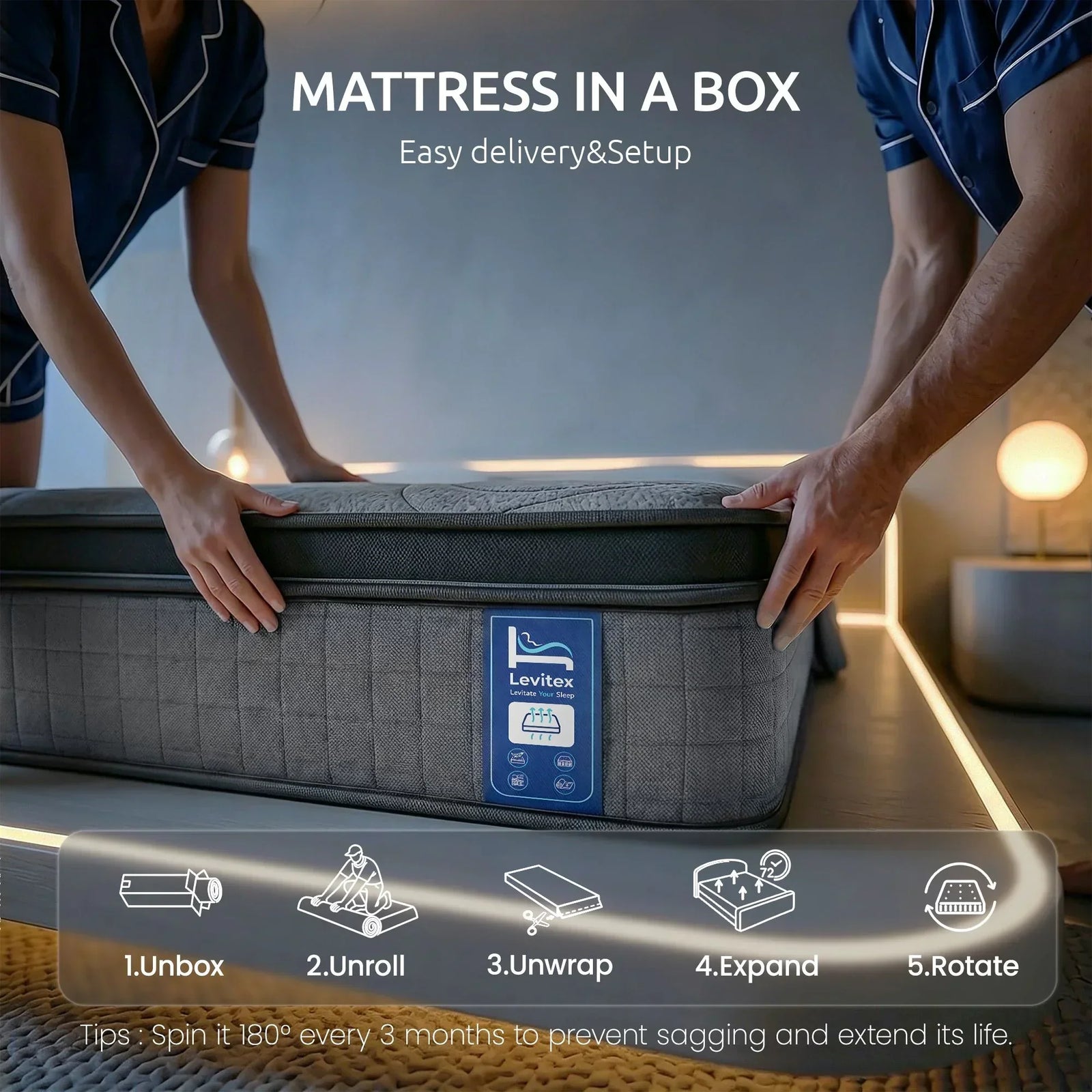 33 cm Mattress 8.0 Extra Firm 7-Zone Pocket Spring Mattress with Dual-Row Edge Support & Breathable Knit Cover King