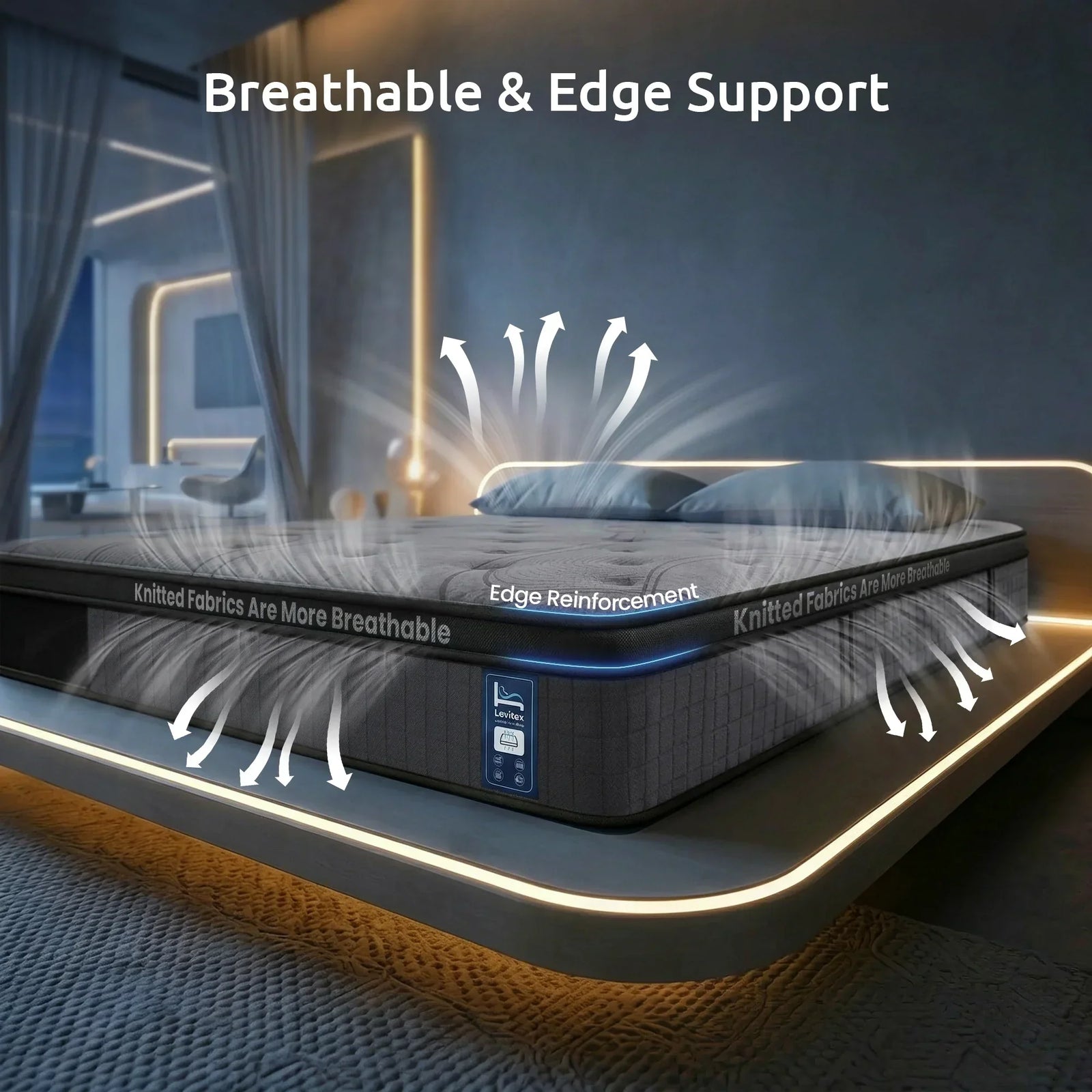 33 cm Mattress 8.0 Extra Firm 7-Zone Pocket Spring Mattress with Dual-Row Edge Support & Breathable Knit Cover Queen