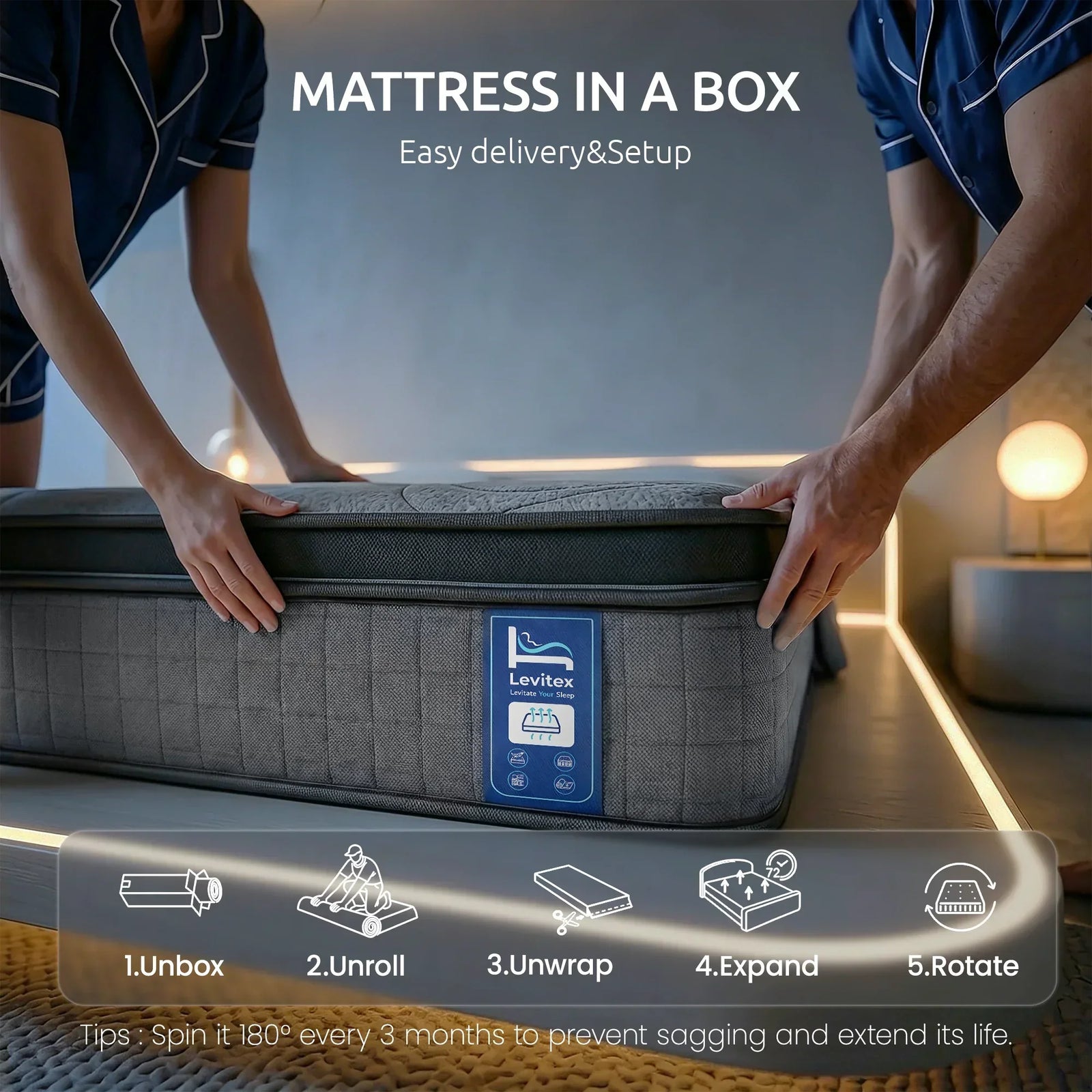 33 cm Mattress 8.0 Extra Firm 7-Zone Pocket Spring Mattress with Dual-Row Edge Support & Breathable Knit Cover Queen