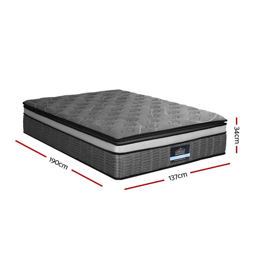 34cm Double Mattress Double Layer Pocket Spring Bamboo Medium Firm