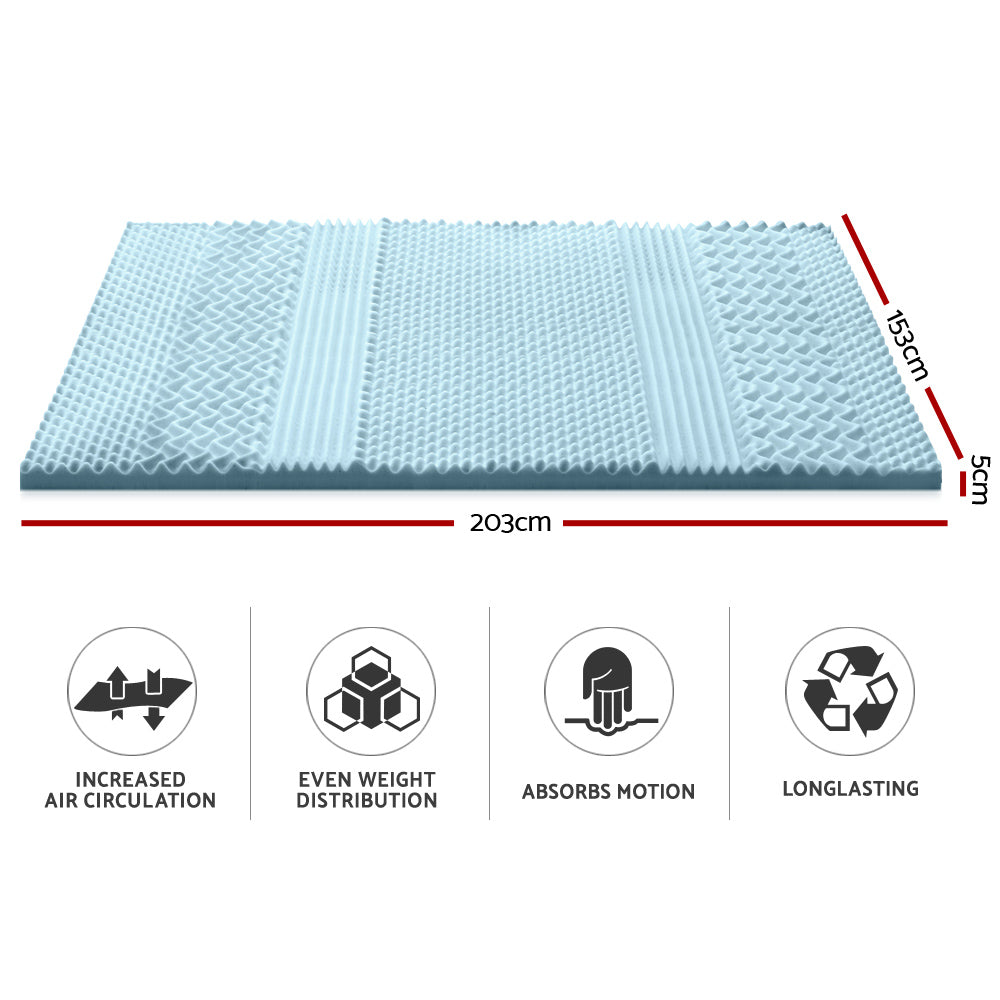 Memory Foam Mattress Topper 7-Zone 5cm Queen