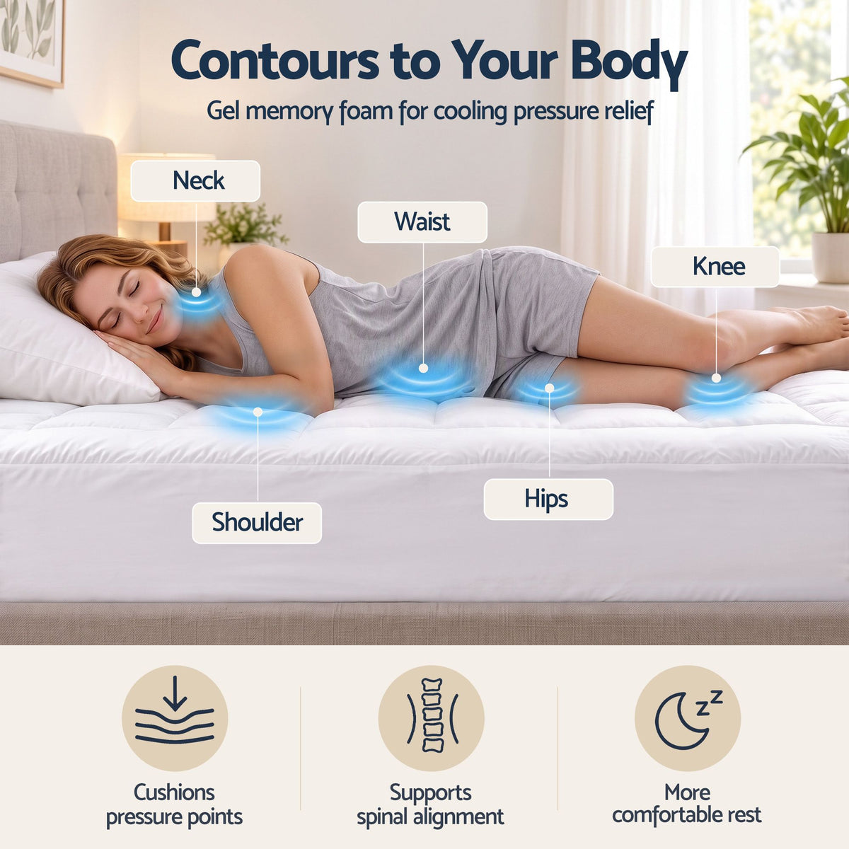 Giselle 8cm King Memory Foam Mattress Topper Pillow Top with Gel Foam